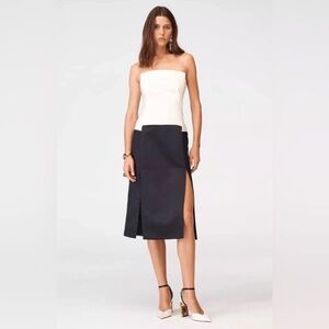 Zara Black and White Strapless Midi Skirt